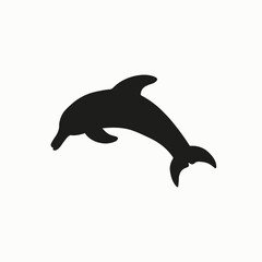 The silhouette of a dolphin. Dolphin contour for children's textbooks, marine environment, logos. Black vector silhouette of a dolphin on a white background