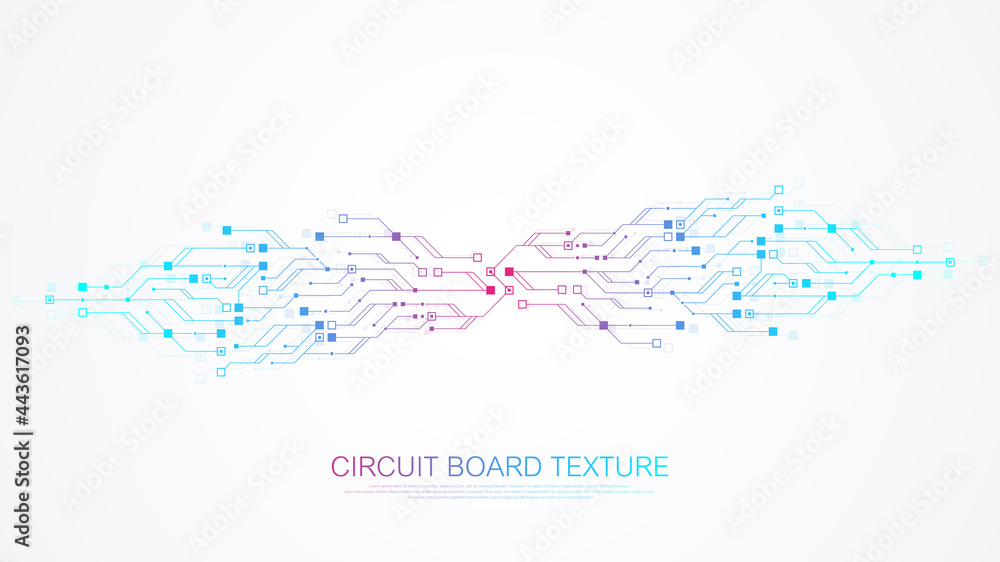 Poster technology circuit board texture background design. futuristic blue circuit board background. minima