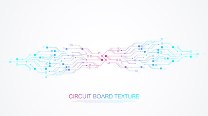 Technology circuit board texture background design. Futuristic blue circuit board background. Minimal vector motherboard