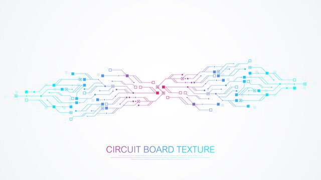 Technology circuit board texture background design. Futuristic blue circuit board background. Minimal vector motherboard