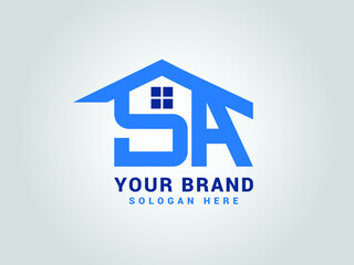 Latter S A with home logo design template