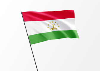 Tajikistan flag flying high in the isolated background Tajikistan independence day. World national flag collection