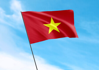 Vietnam flag flying high in the sky Vietnam independence day. World national flag collection