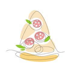 A fragment of pizza. Italian Cuisine. Minimalistic graphics.
