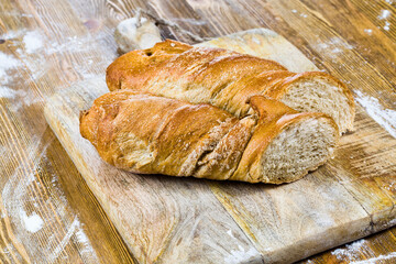 a long loaf of wheat bread