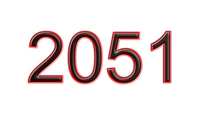 red 2051 number 3d effect white background