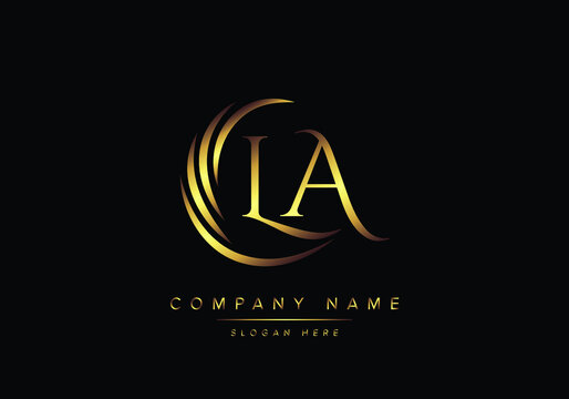 alphabet letters LA monogram logo, gold color elegant classical