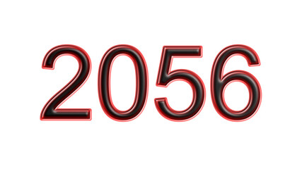 red 2056 number 3d effect white background