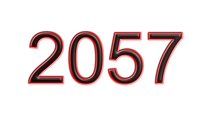 red 2057 number 3d effect white background