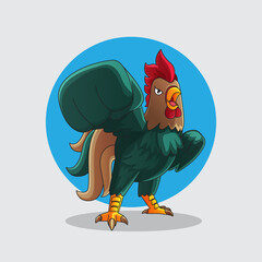 punching kungfu chicken vector illustration
