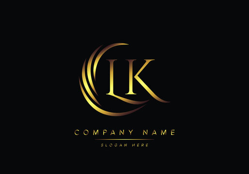 alphabet letters LK monogram logo, gold color elegant classical