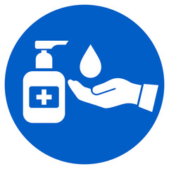 Hand sanitizing station vector icon, please sanitize your hands