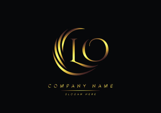 alphabet letters LO monogram logo, gold color elegant classical