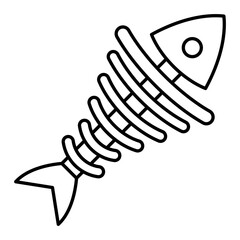 Vector Fish Bone Outline Icon Design