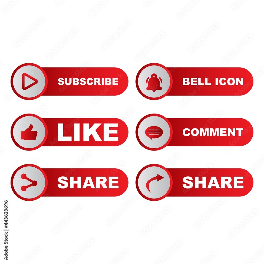 Poster button collection stylish with multiple shapes. metallic red and white color button collection with 