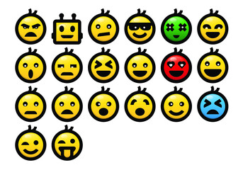 Emoji icons set face expression emoticons