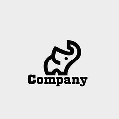 Simple logo template with line elephant