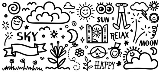 Drawing symbol doodle style. Decorative element for wedding, birthday, tattoo etc.Isolated on white background. Vector print illustration