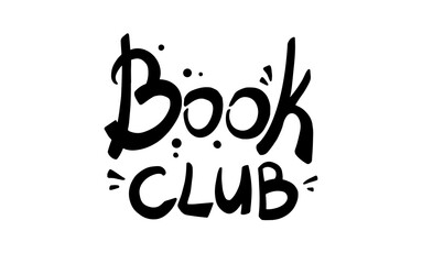 Book club lettering outline hand drawn vector. Logo text poster