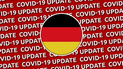 Germany Circle Flag and Covid-19 Update Titles - 3D Illustration fabric texture