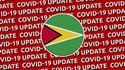 Guyana Circle Flag and Covid-19 Update Titles - 3D Illustration fabric texture
