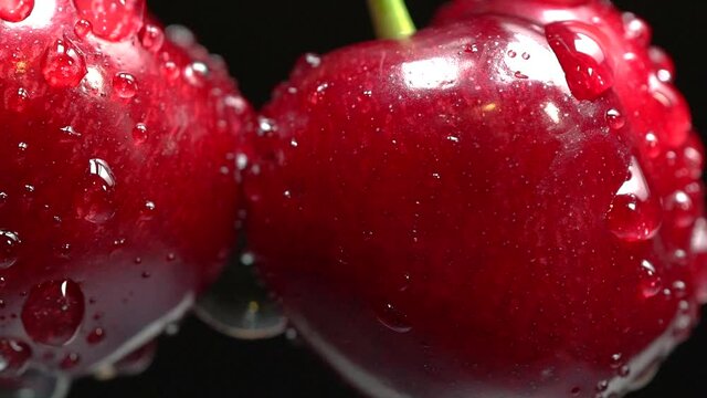 Wet dark red cherry berry