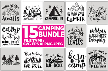 Fototapeta premium camping bundle t shirt design.