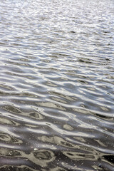 soft ripples on the surface of dark water in perspective