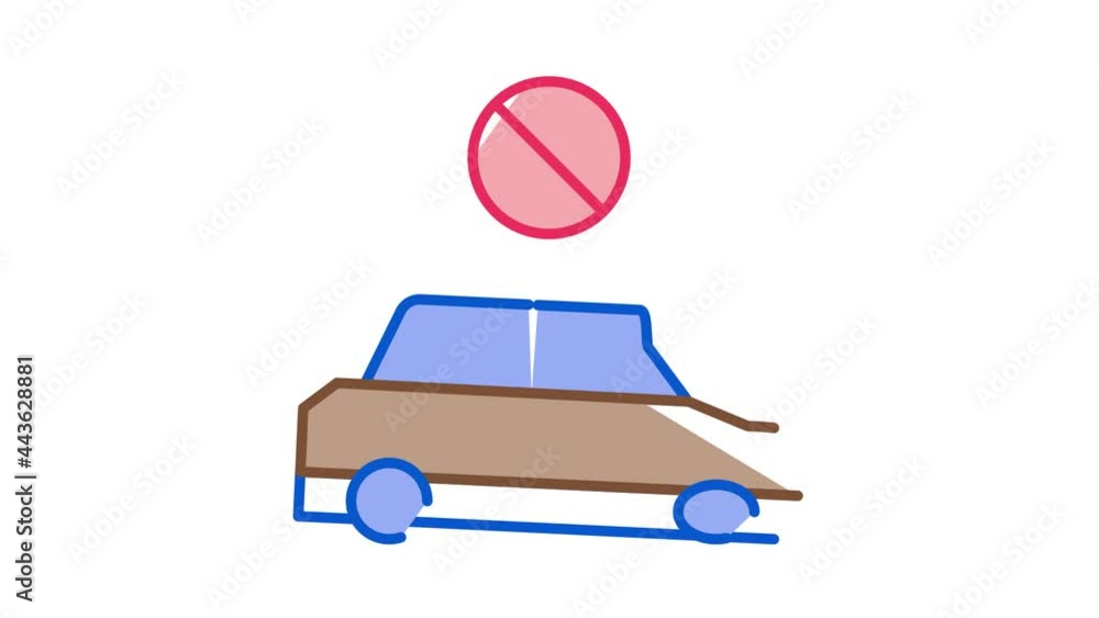 Poster fixed car icon animation. color fixed car animated icon on white background