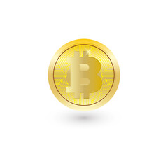 Bitcoin realistic crypto coin icon. Vector illustration eps 10