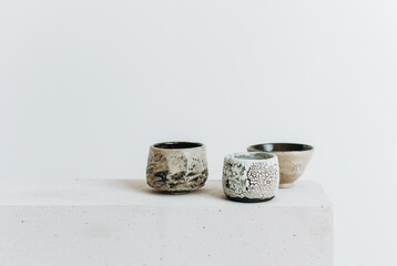 Authentic vases for modern interiors in a minimalist style, white colours