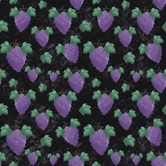 Seamless pattern grape branch with leaves. Design for clothing, fabric and other items.