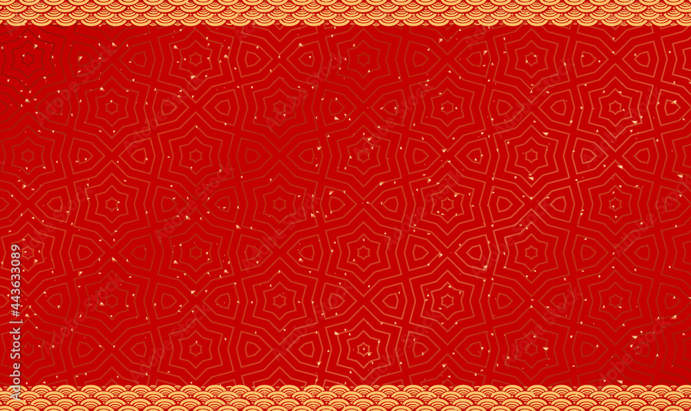 Poster chinese frame background. red and gold color. vector red background with abstract pattern (chinese s