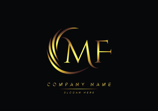 alphabet letters MF monogram logo, gold color elegant classical
