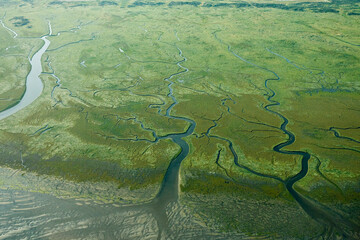 Hollandse landschappen vanuit een vliegtuig