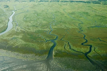 Poster Im Rahmen Niederländische Landschaften aus dem Flugzeug © AGAMI