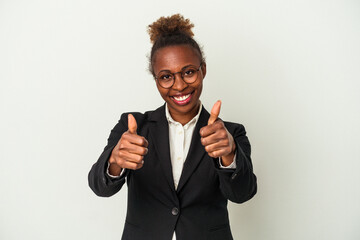 Young business african american woman isolated on white background with thumbs ups, cheers about something, support and respect concept.