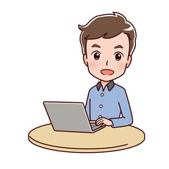 パソコンを操作する男性のイラスト