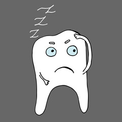 Funny tooth character. With caries and without caries, smiling and crying. Vector illustration. Isolated. Flat cartoon style. Suitable for landing page, banner, flyer, coloring for kids and adults