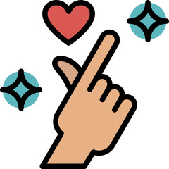 mini heart hand sign color outline icon