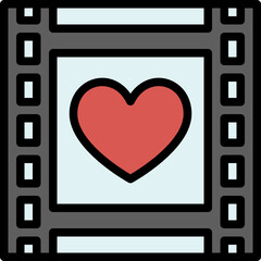 romantic movie color outline icon