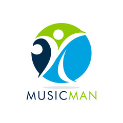 Fototapeta premium bass notation logo with human illustration