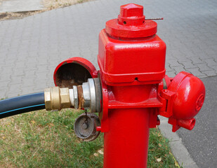 Red fire hydrant on the streeta