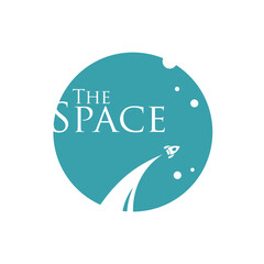 blue planet logo with spaceship