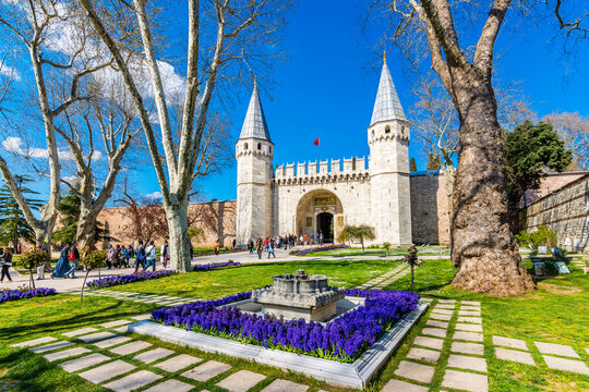 The gate of Salutation in Topkapi Palace. Topkapi Palace is popular tourist attraction in the Turkey.