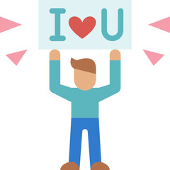 i love you flat icon