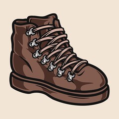 Male camping boot vintage colorful template