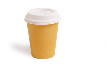 Coffee cup of takeaway coffee on a white background of isolate.