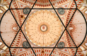 Fototapeta na wymiar istanbul fatih mosque ceiling decorations