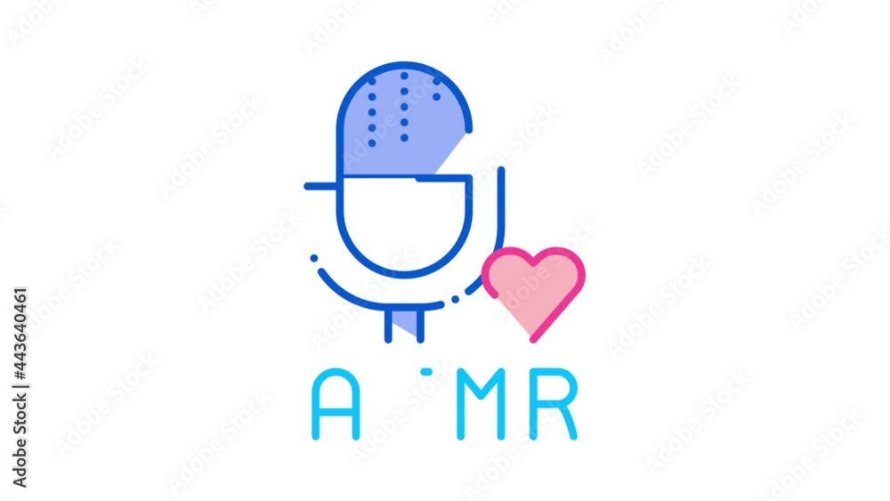 Poster sound in microphone asmr icon animation. color sound in microphone asmr animated icon on white backg